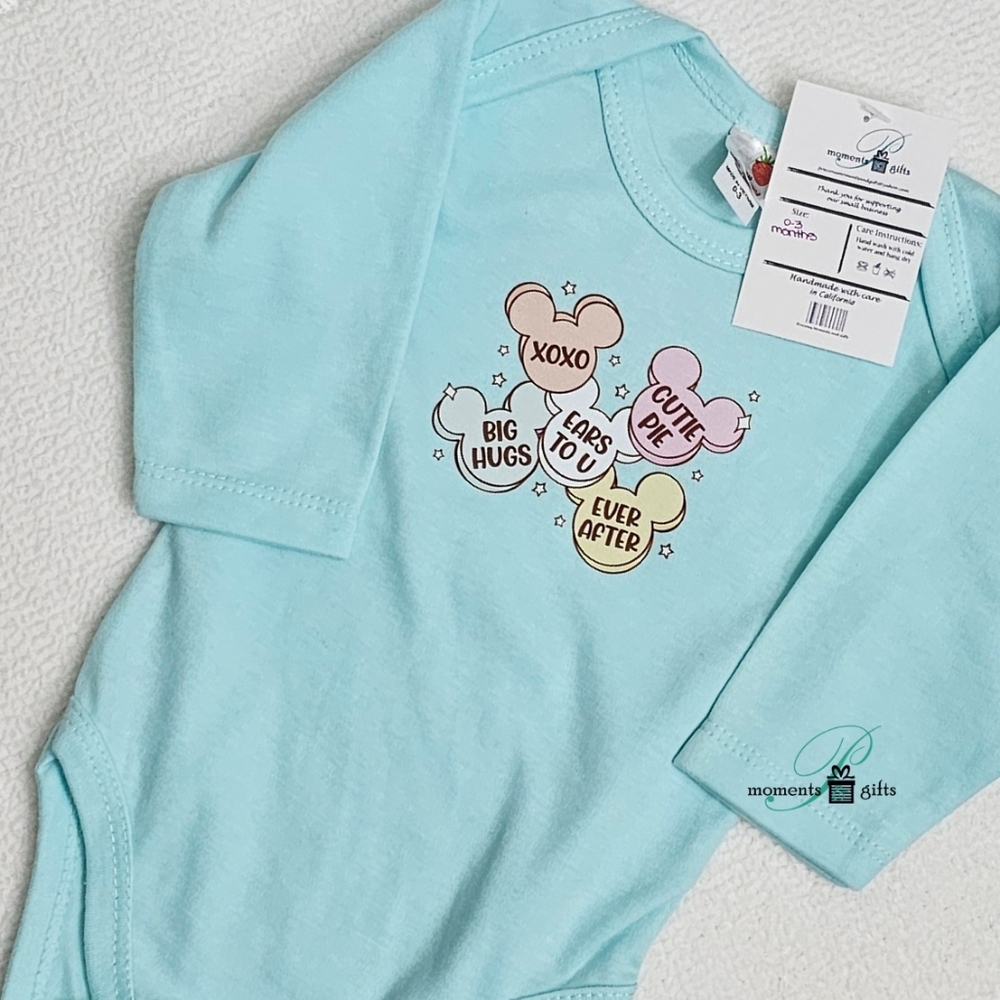 NWT 0-3 month Infant bodysuit with Candy Heart Design, multi-color pink - Picture 4 of 5